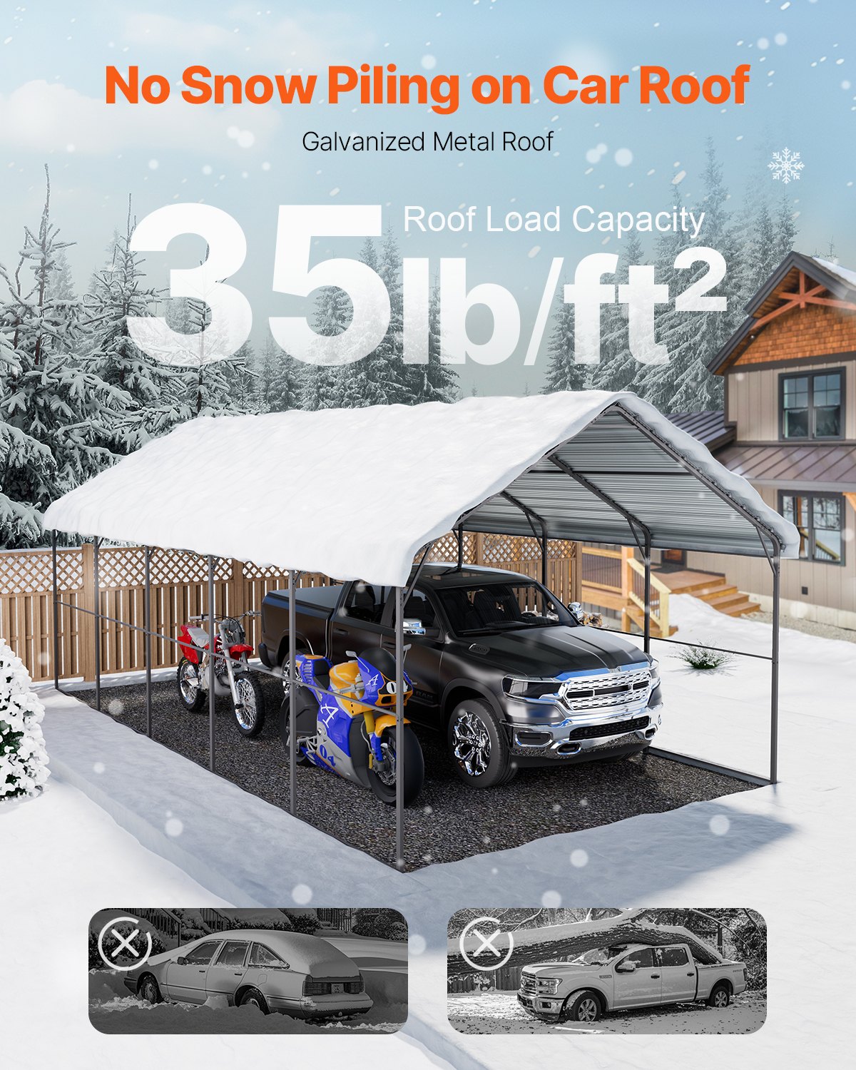 VEVOR Zeltgarage Garagenzelt Carport Unterstand Schuppen Auto 4x8x3,15m