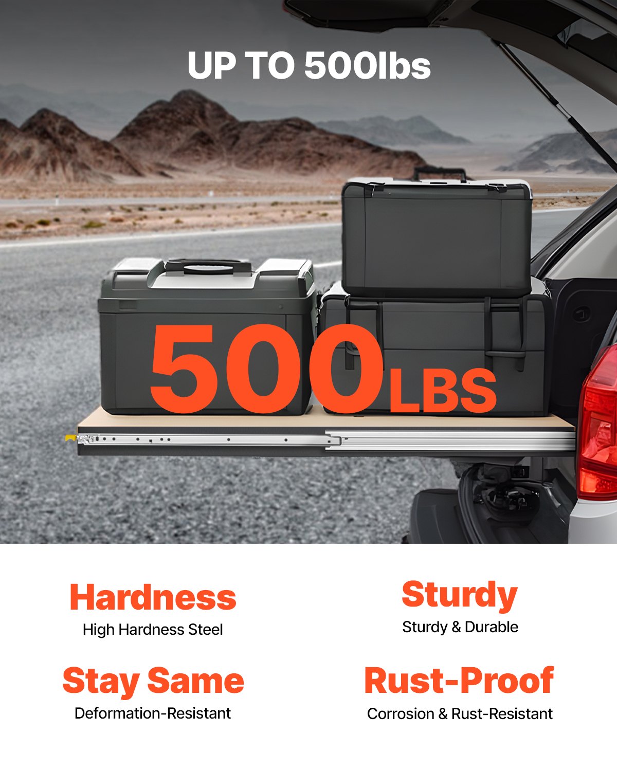 VEVOR drawer slide with full extension, 457 mm, lockable telescopic slides, 1 pair, drawer rail, load capacity 226.8 kg, side-mounted slide rail with ball bearing and locking mechanism