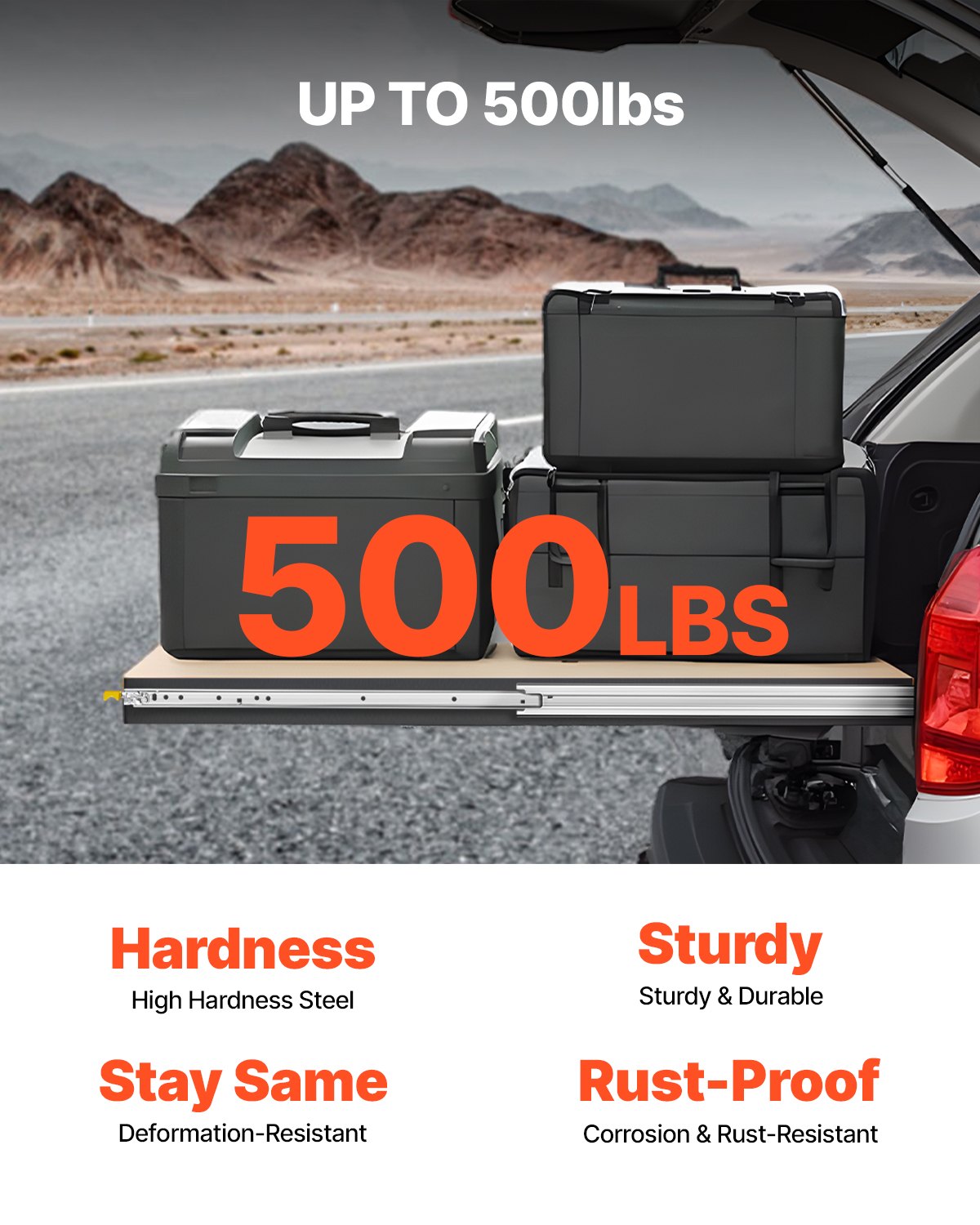 VEVOR drawer slide with full extension, 558 mm, lockable drawer rail, telescopic slides, 1 pair, load capacity 226.8 kg, side-mounted slide rail with ball bearing and locking mechanism