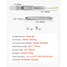 VEVOR Schubladenführungen Teleskopschienen Vollauszug Schubladenschiene 762mm