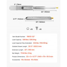 VEVOR Schubladenschienen Schubladenführungen Kugellager Vollauszug 812mm