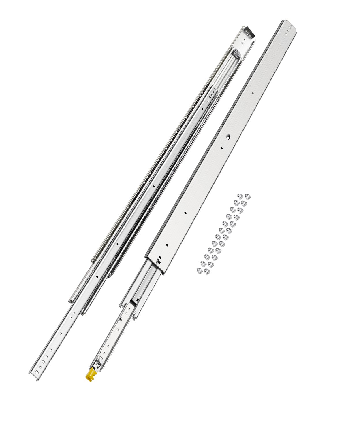 VEVOR drawer slides with full extension, 1 pair of telescopic full extension slides, 1524 mm drawer slide, 226.8 kg load capacity, side-mounted slide rail with ball bearings & locking mechanism