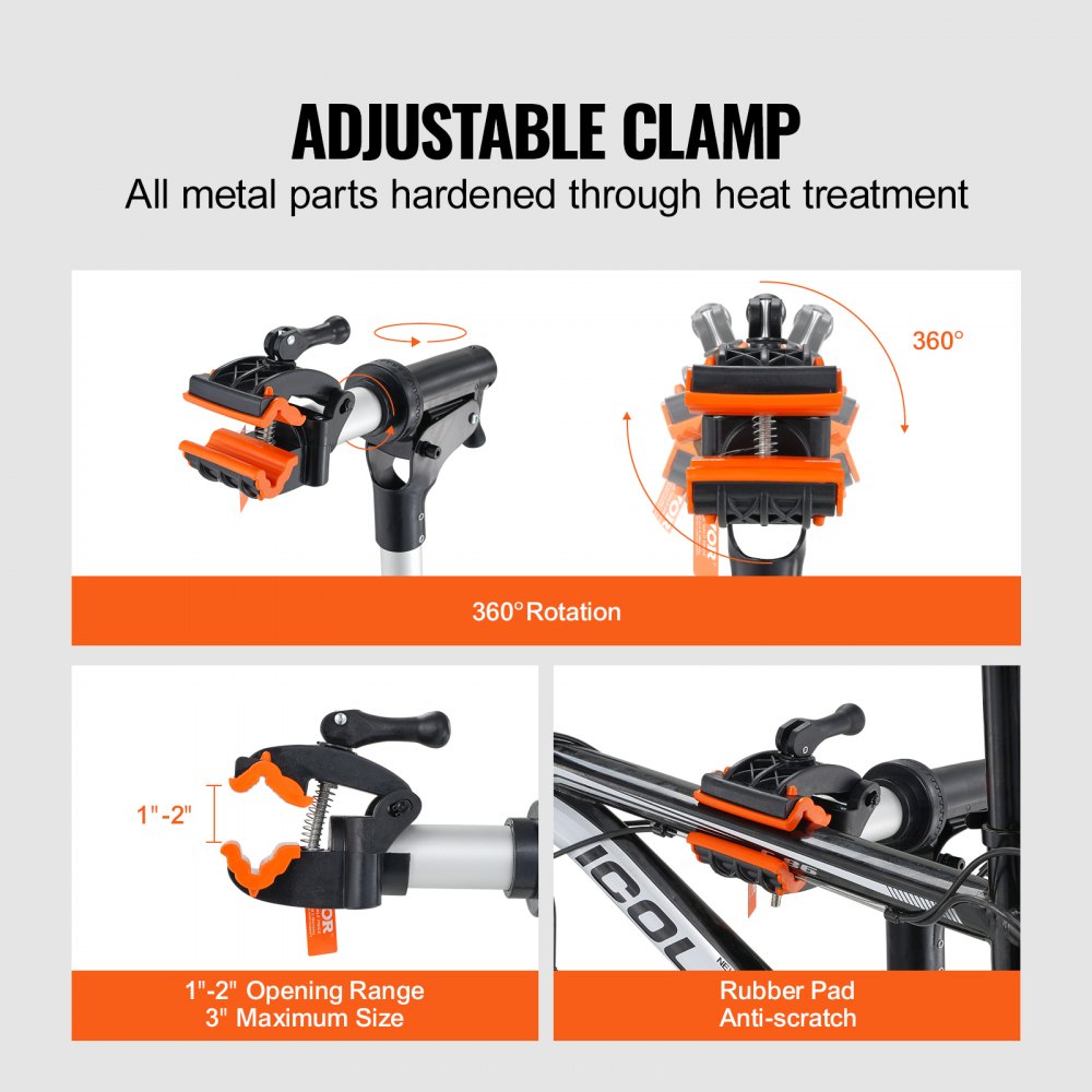 VEVOR Fahrradreparaturständer Fahrradmontageständer, Reparaturständer für Fahrräder, Schwerlast-Montageständer 30 kg, 102-160 cm Höhenverstellbarer Fahrradständer mit 360° Drehbar Klemmkopf