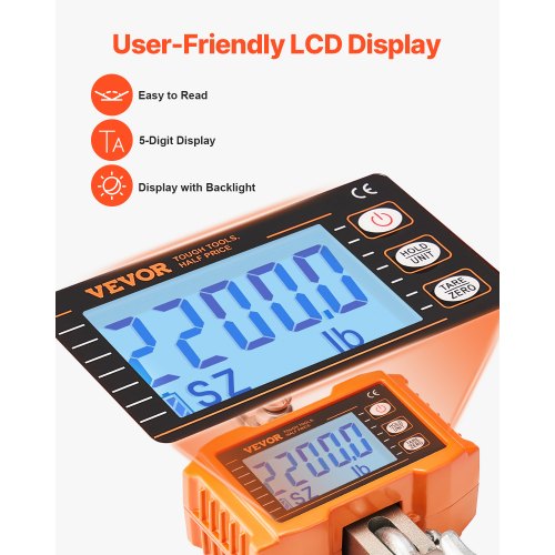 Digitale Hängewaage, 1000 kg/2204 lbs, robuste tragbare Kranwaage, LCD Digitale Hängewaage, 1000 kg/2204 lbs, robuste tragbare Kranwaage, LCD