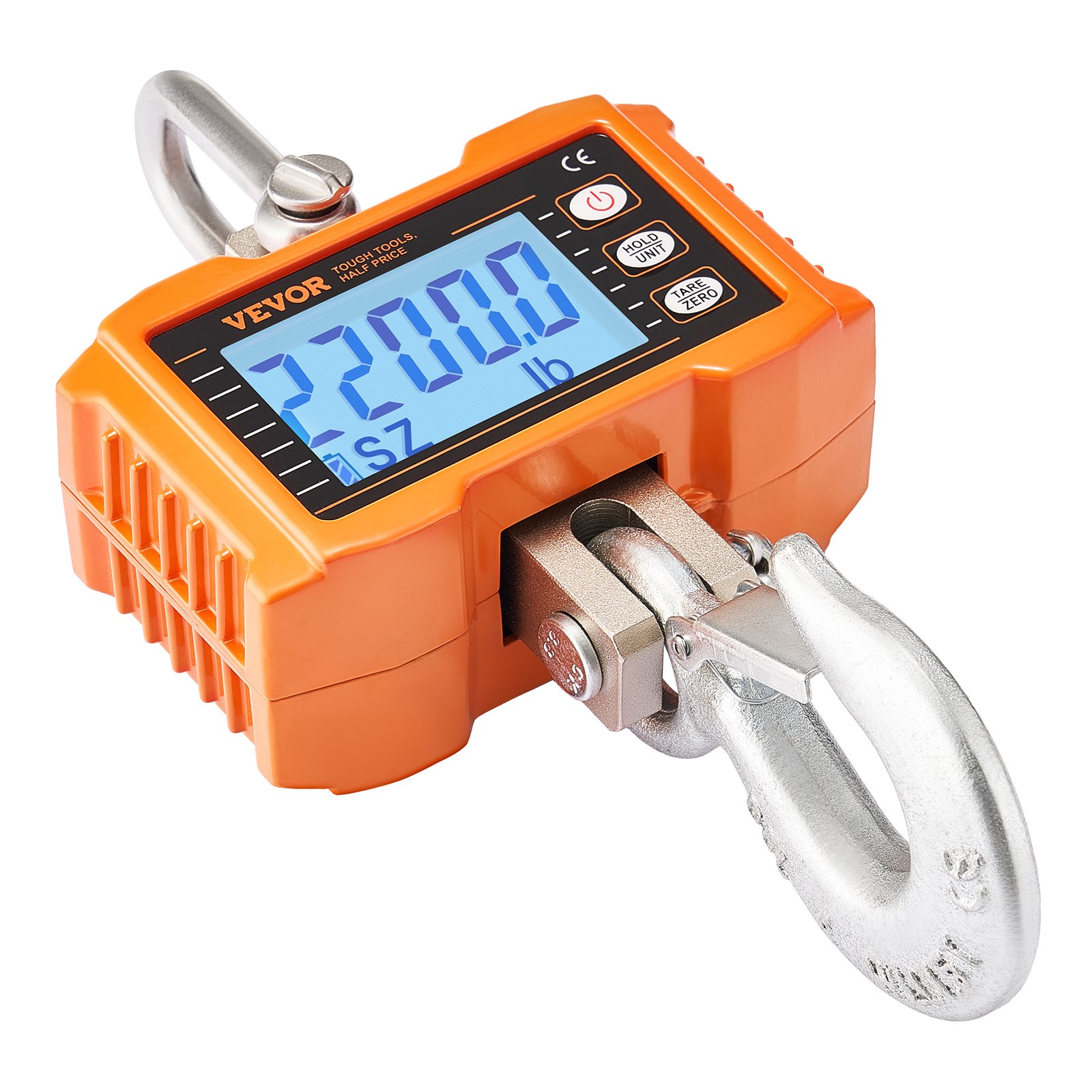 VEVOR Industrial Hanging Scale, 1000 kg, Robust Digital Crane Scale with Remote Control, Load Scale, Die-cast Aluminum Housing, High-Precision LCD Display for Construction, Factory, Farm, Hunting, Orange