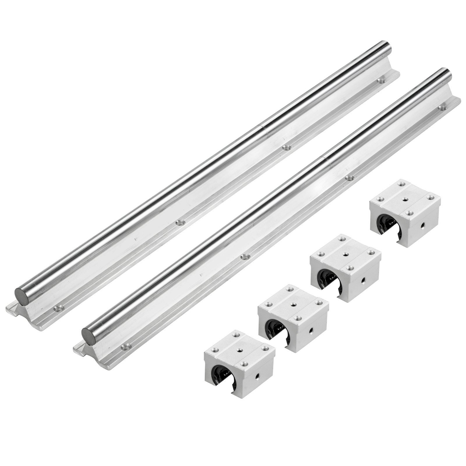 VEVOR Linearführung 2PCS Linearschiene 500mm SBR16 mit 4PCS SBR16UU Führungswagen Kugelumlaufspindel Führungsschiene für 3D Drucker CNC Maschine