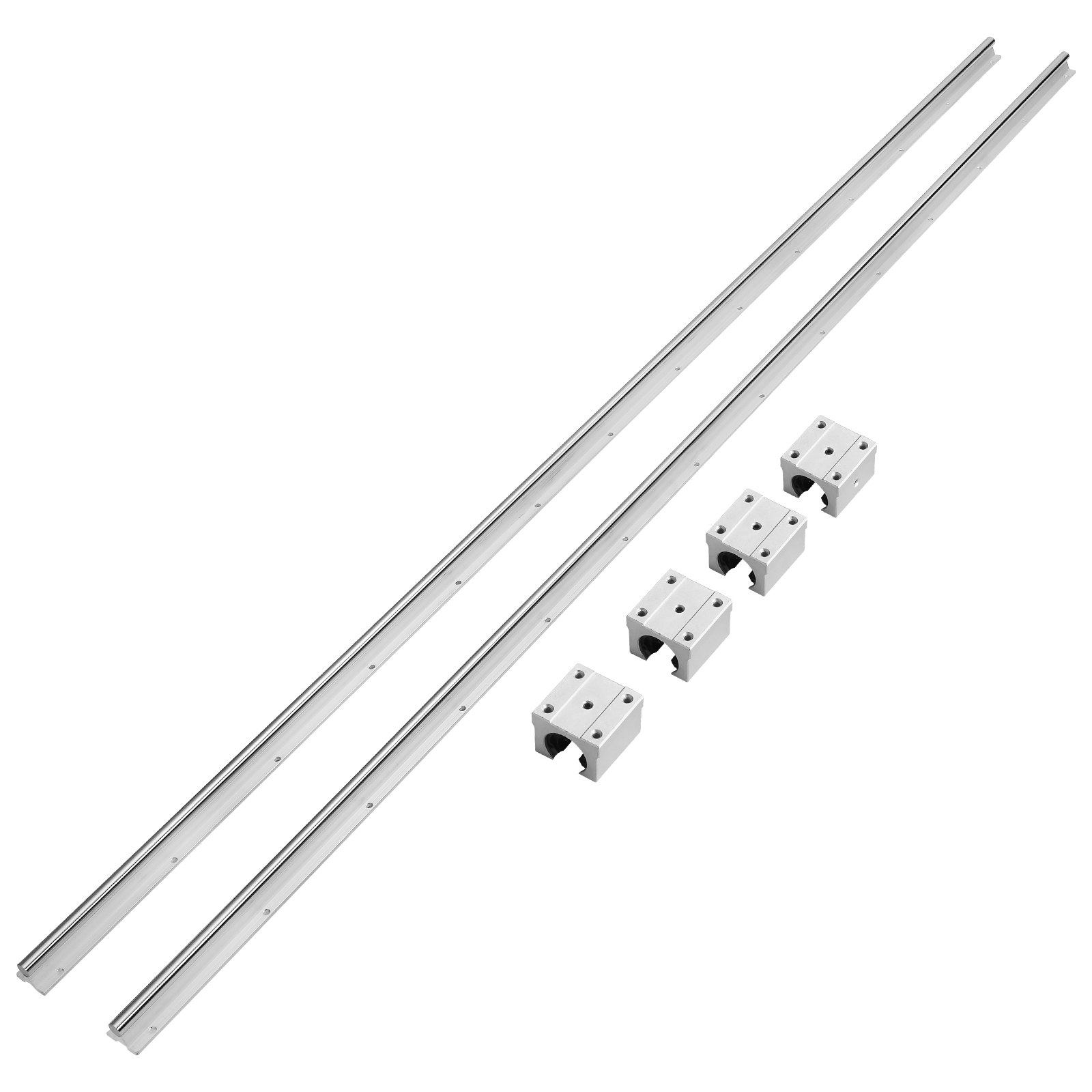 VEVOR Linearführung Linearschiene 2 Stk. SBR20-2200mm Kohlenstoffstahl Aluminium Führungsschiene mit 4 Stk. SBR20UU-Gleitblöcke Linearlager Lagerblock CNC Teile für 3D Drucker Fräs-/Drehmaschine
