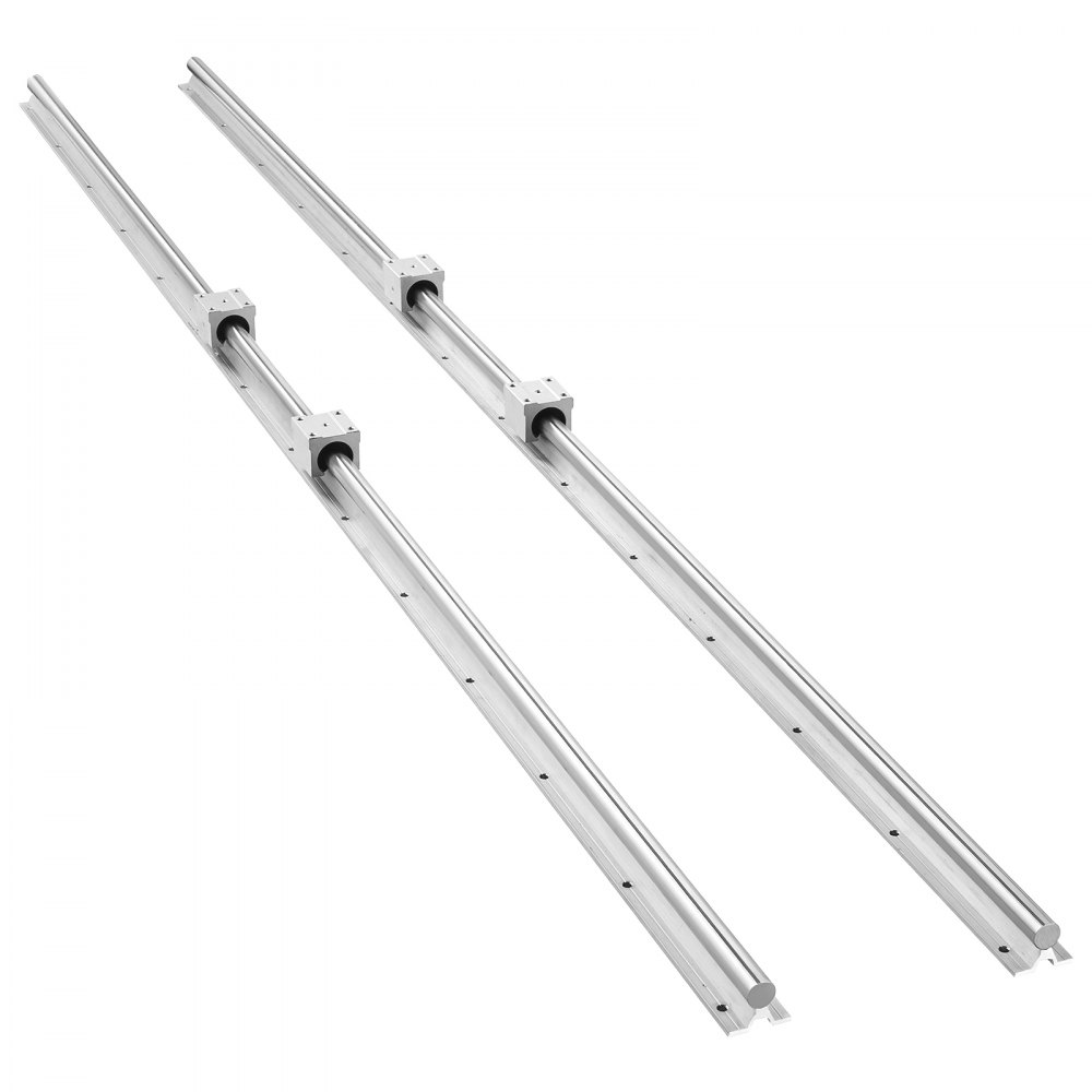 VEVOR Linearführungen SBR20, 2er-Pack 2000 mm Linearschienen & 4 Stk. Gleitblöcke, vollumfänglich gelagerte Welle, Führungsschienen für Schneid-, Schleif-, Fräs- & Bohrmaschinen