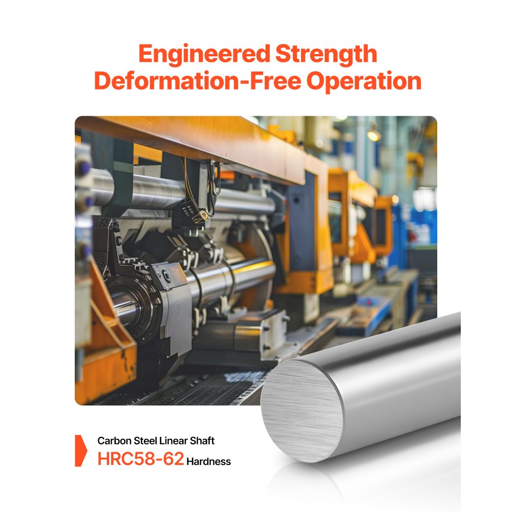 VEVOR 2PCS Linear Motion Rod, 25 mm x 1000 mm (0.98 x 39.4 in), SFC25 Carbon Steel Linear Rod Shaft, Anti Rust and High Precision, High Hardness Shaft, for Cutting Grinding Milling Drilling Machine