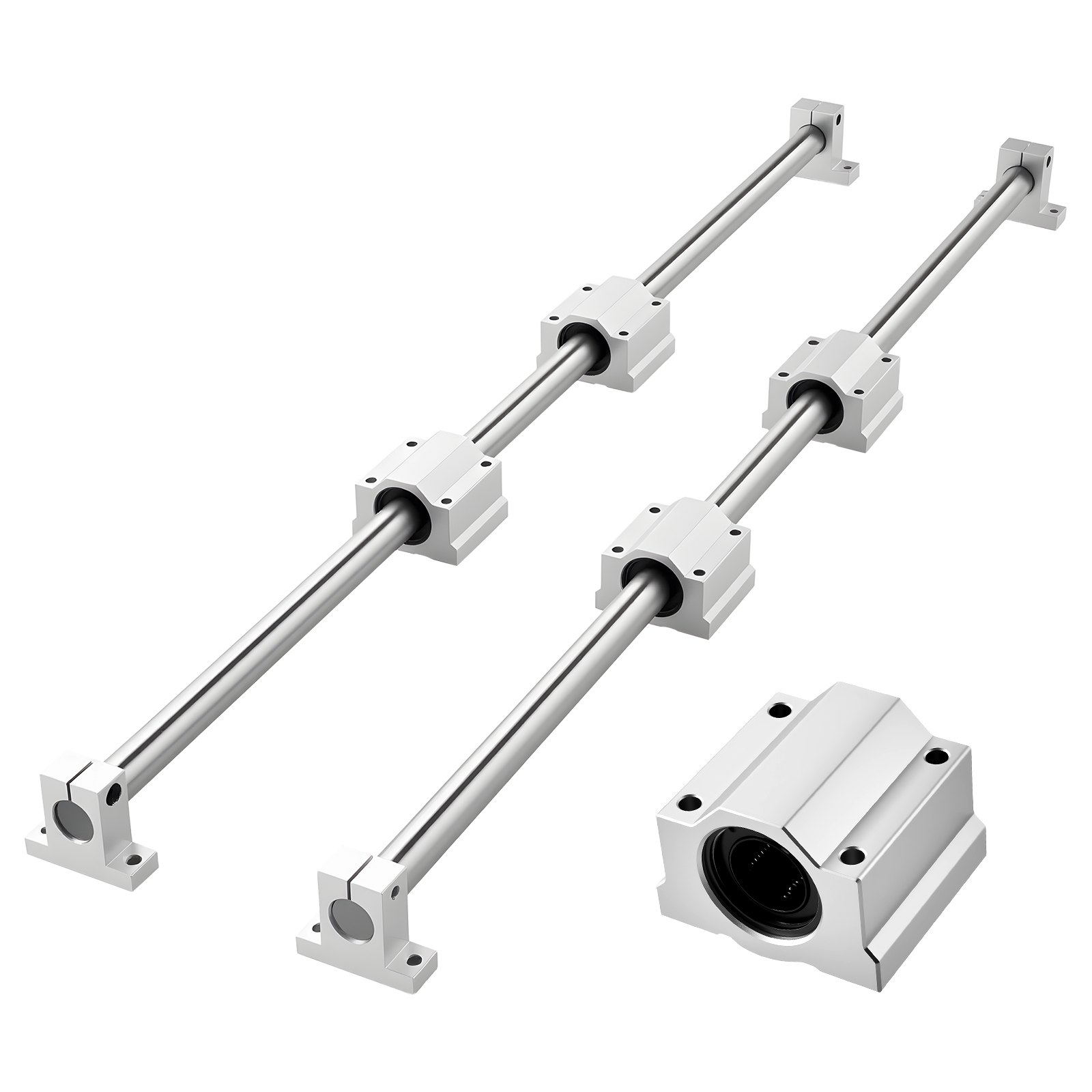 VEVOR Linear Rail Kit, SFC25, 2Pcs 1000 mm (39.4 inch) Linear Motion Guide Rails and 4Pcs Bearing Slide Blocks, for DIY Engraving Machine Lathe Milling Machine Slides, DIY Training Rocker Plate