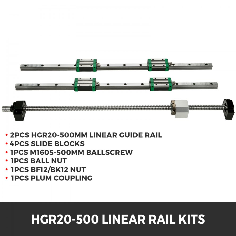 2stk Hgr20-500mm Linearführung Guide Rail + Rm1605-500mm Kugelumlaufspindel Set
