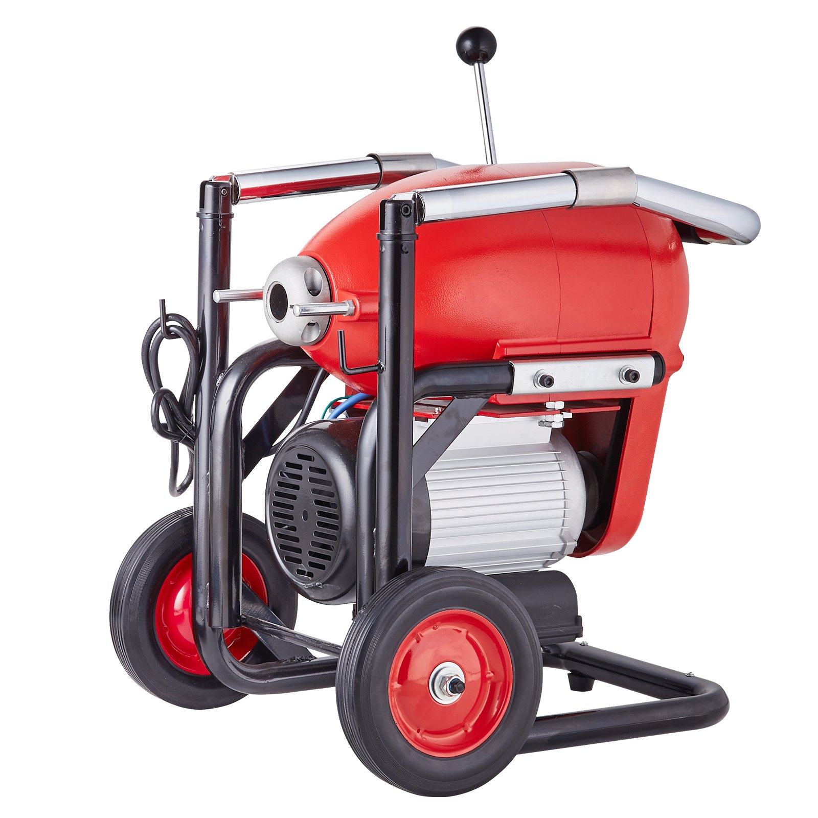 VEVOR Rohrreinigungsmaschine 120 Fuß x 6/5 Zoll, 1100 W elektrische Rohrreinigungsmaschine mit manueller Zufuhr – mit 6 Schneidern und CW/CCW-Steuerung für 4" bis 8" Rohre