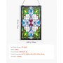 VEVOR Buntglasfensterpaneel (731 x 433 mm) hängendes Buntglas mit Kette, Buntglas im Tiffany-Stil zum Aufhängen, traditionelles rechteckiges Vintage-Kunsthandwerk Fensterdekor für Küche & Kirchen