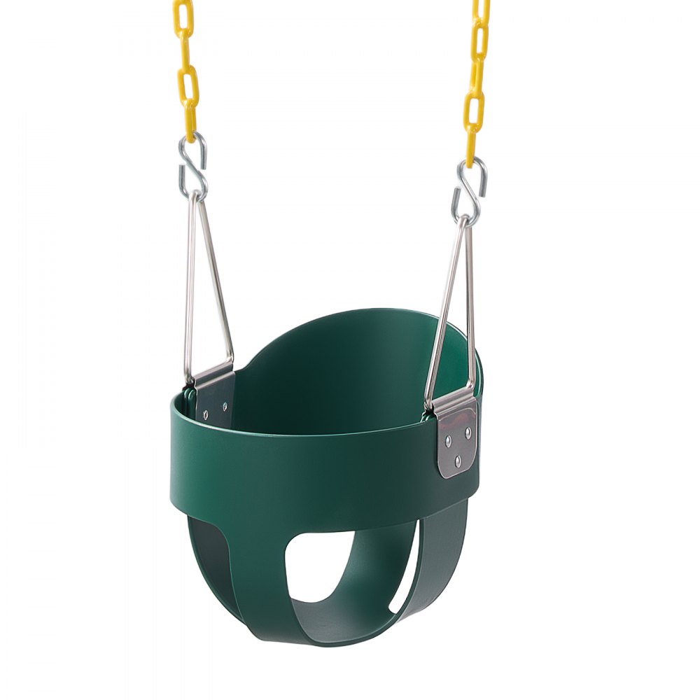 VEVOR Kinderschaukel 136 kg Schaukel Hohe Rückenlehne Vollschalensitz Grün, für Spielplätze im Garten & Indoor, Beschichtete Ketten & Karabiner, Komplett Montierter Sitz für Kinder ab 3 Jahren, CE/CPC