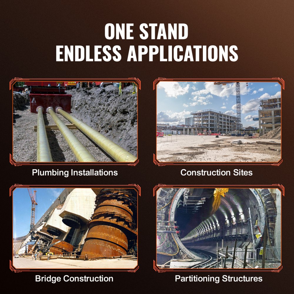 VEVOR Rollenständer mit Rollenkopf 1134 kg Tragfähigkeit Rollenbock #45 Stahl Rollbock 5 bis 91 cm Unterstellbock Arbeitsbock Montagebock Geeignet für Wartung von Rohrleitungen oder Bau von Bauwerken