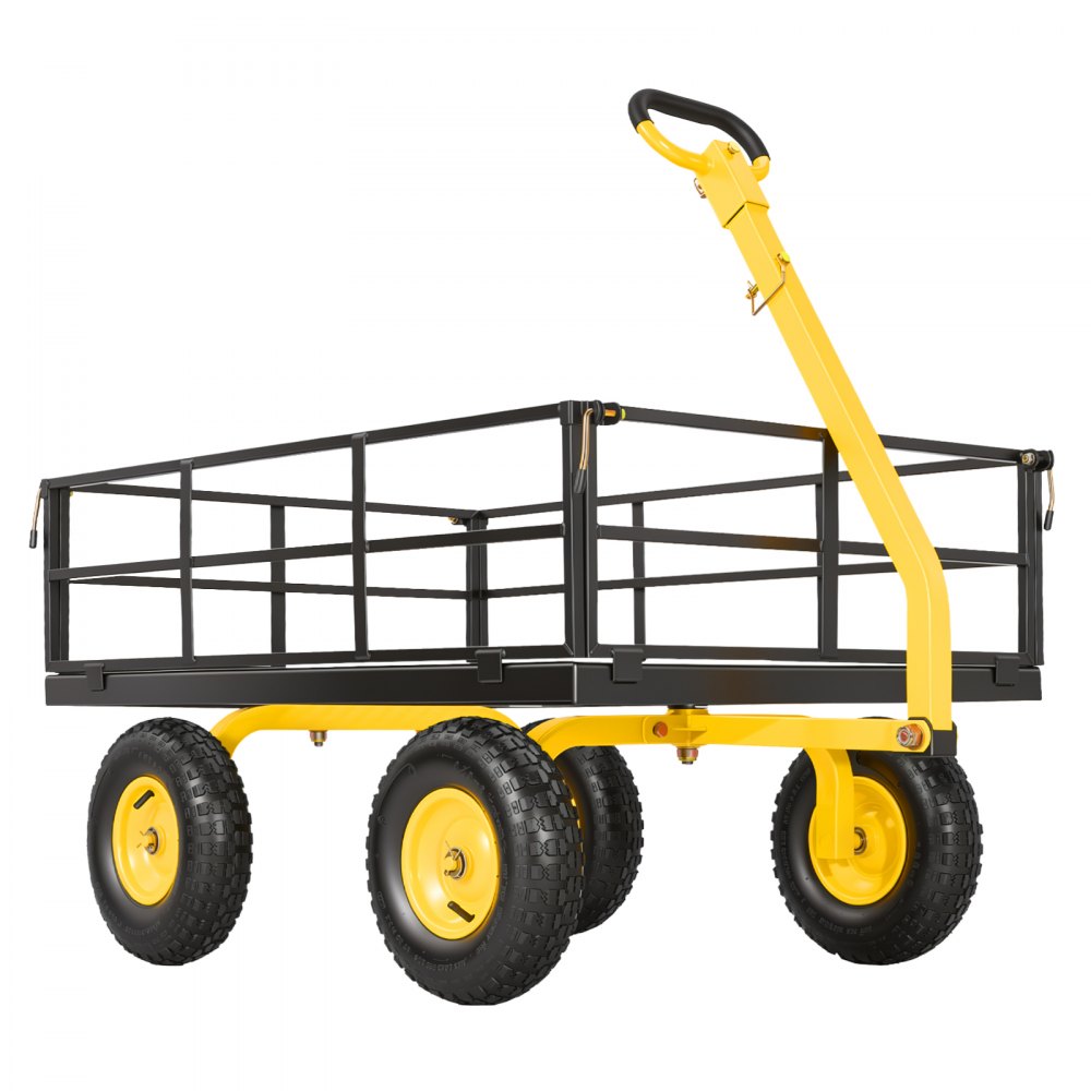 VEVOR Bollerwagen 544,31 kg, Transportwagen, Gartenwagen, Gerätewagen, 2-in-1-Handwagen mit All-Terrain-Reifen, abnehmbaren Seitenteilen aus Netzmaterial & um 180° drehbarem Griff, Gelb/Schwarz