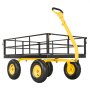 VEVOR Bollerwagen 544,31 kg, Transportwagen, Gartenwagen, Gerätewagen, 2-in-1-Handwagen mit All-Terrain-Reifen, abnehmbaren Seitenteilen aus Netzmaterial & um 180° drehbarem Griff, Gelb/Schwarz