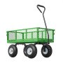 VEVOR Bollerwagen 300 kg, Transportwagen, Gartenwagen, Gerätewagen, Handwagen aus Metall für den Außenbereich mit Reifen, abnehmbaren Seitenteilen aus Netzmaterial & um 180° drehbarem Griff