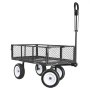VEVOR Bollerwagen 408,2 kg Tragkraft, Gartenwagen mit PU-Reifen, Transportwagen mit Verstellbarem Griff, Abnehmbaren Seitenwänden, Handwagen zur Befestigung an ATV oder Traktor, Schwarz