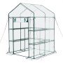 VEVOR Gewächshaus 137x137x196 cm, Foliengewächshaus, Tomatenhaus, Tomatengewächshaus mit PVC-Abdeckung, 2 Ebenen, 10 Regalböden, Aufrollbarer Reißverschlusstür, Treibhaus für Außenbereich