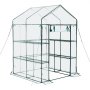 VEVOR Gewächshaus 137x137x196 cm, Foliengewächshaus, Tomatenhaus, Tomatengewächshaus mit PVC-Abdeckung, 2 Ebenen, 10 Regalböden, Aufrollbarer Reißverschlusstür, Treibhaus für Außenbereich