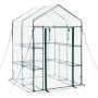VEVOR Gewächshaus 137x137x196 cm, Foliengewächshaus, Tomatenhaus, Tomatengewächshaus mit PVC-Abdeckung, 2 Ebenen, 10 Regalböden, Aufrollbarer Reißverschlusstür, Treibhaus für Außenbereich