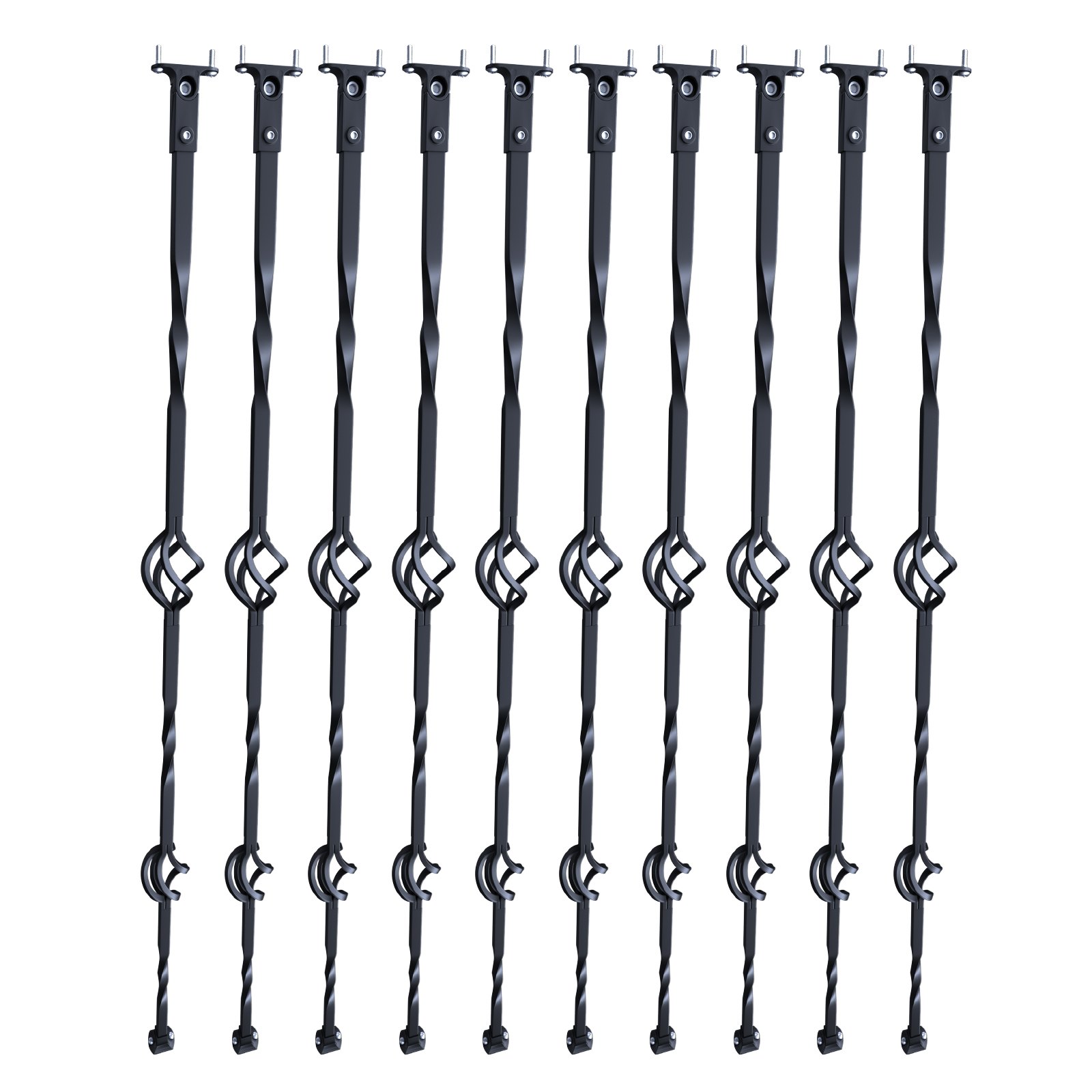 VEVOR Treppengeländer aus Metall, 56 x 56 x 1122 mm dekorative Geländerspindeln aus verzinktem Stahl, 10er-Pack Geländer mit hohlen Doppelkörben, Wendeltreppengeländer mit Schuhen und Schrauben