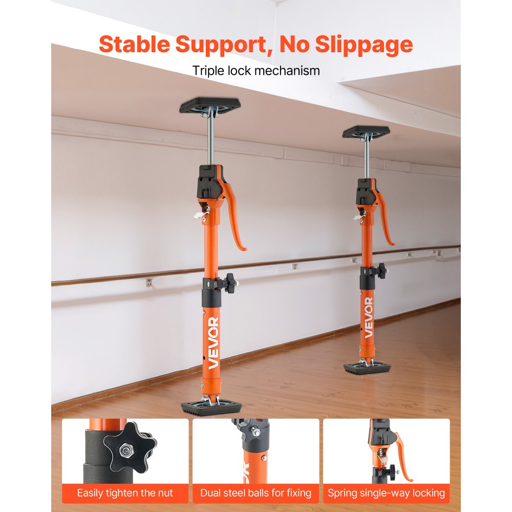 VEVOR Einhandstütze, 2 Stk., Deckenstütze 40–60cm, Teleskopstütze aus Stahl, Montagestütze bis zu 100kg Kapazität zum Installieren von Schränken, Anheben von Trockenbauwänden, Frachtstangen