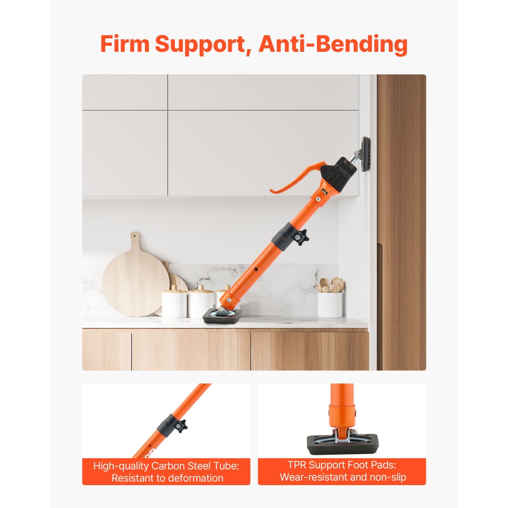 VEVOR Cabinet Jack Support Pole, 2-Pack, 64.5-115 cm Steel Telescopic Quick Support Rod, Adjustable 3rd Hand System up to 100 kg Capacity for Installing Cabinets, Lifting Drywall, Cargo Bars