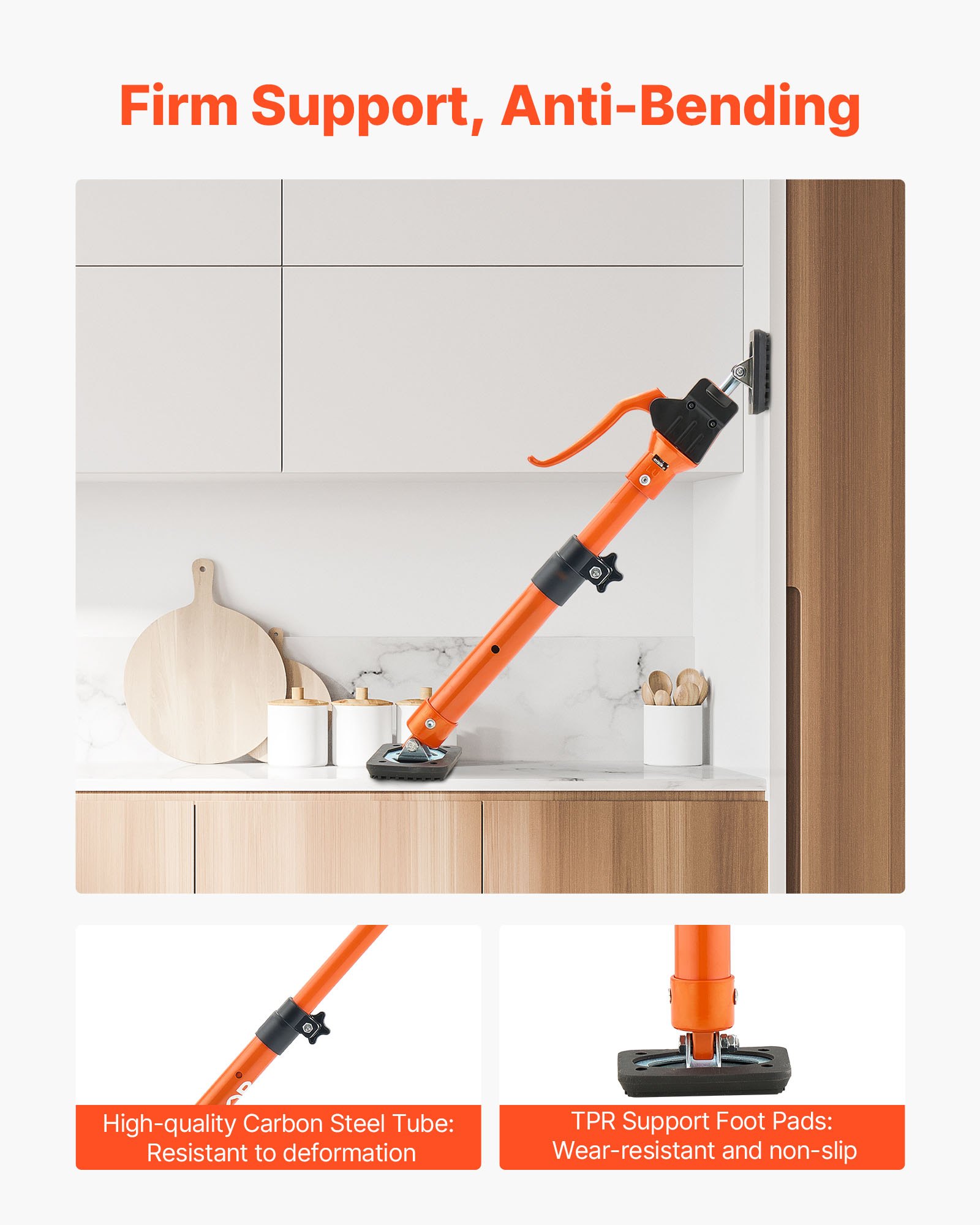 VEVOR Einhandstütze, 2x, Deckenstütze 64,5–115cm, Teleskopstütze aus Stahl, Montagestütze bis zu 100kg Kapazität zum Installieren von Schränken, Anheben von Trockenbauwänden, Frachtstangen