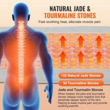 VEVOR Heizgürtel Wärmegürtel Rückenwärmer PU-Leder 132 Jade- & 54 Turmalin-Stein