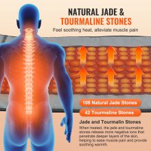VEVOR Heizgürtel Wärmegürtel Rückenwärmer PU-Leder 108 Jade- & 42 Turmalin-Stein