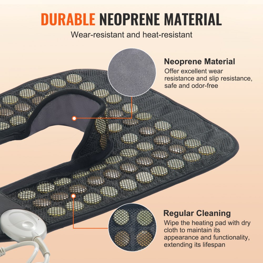 VEVOR Ferninfrarot-Heizkissen, 54 natürliche Jade- und 30 Turmalinsteine, Heizkissen zur Linderung von Nacken- und Schulterschmerzen, 103 - 159 ℉ Heizkissen mit Smart Controller und Abschaltautomatik, ideales Geschenk für Mama und Papa