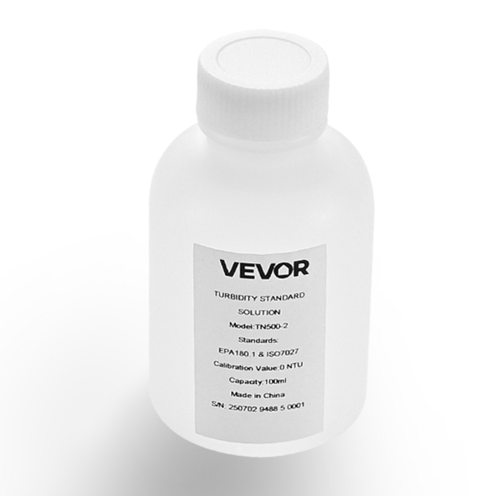 VEVOR Trübungskalibrierlösung 0 NTU 100 ml, Standard-Trübungslösung zum Nachfüllen für Trübungsmessgeräte, Nulldrift für stabile Konzentration, gebrauchsfertig, geeignet für weißes/rotes Licht