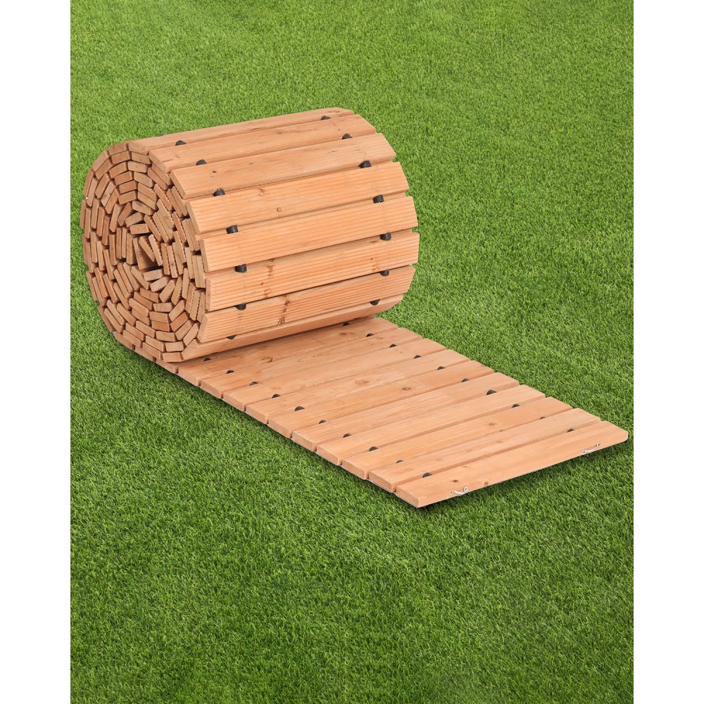 VEVOR Gartenweg Rollweg, 727x43 cm, Ausrollbarer Holzweg, Außengehweg aus Zedernholz mit Drahtseilverbindung, Gartentritt, dekorativer Holzweg, Trittplatten im Garten, Hinterhof, Terrasse