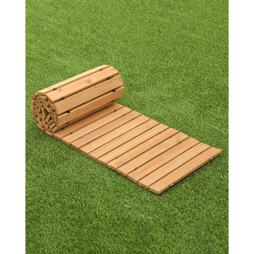 VEVOR Gartenweg Rollweg 244x43 cm, Ausrollbarer Holzweg, Außenweg aus Zedernholz mit Drahtseilverbindung, Gartentritt, Holztritt, Gehweg, Wege im Garten, Hinterhof, Terrasse, Ideal für Hochzeitsfeiern