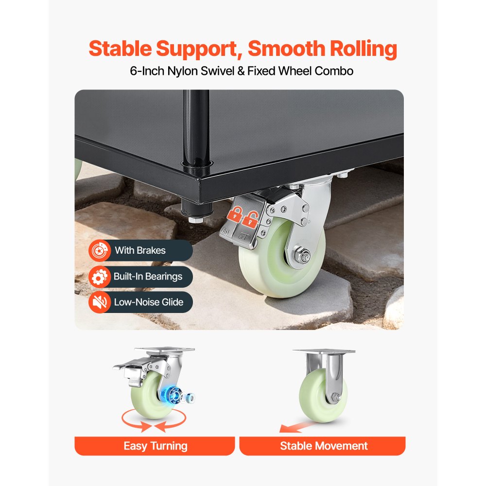 VEVOR Plattformwagen Klappbar 907 kg, Transportwagen mit Schwenkrädern & Griff, Lagerwagen, Schwerlast-Rollwagen für Gepäcktransporte, Ideal für Lager, Werkstatt, Fabrik, 1525x700x1090 mm