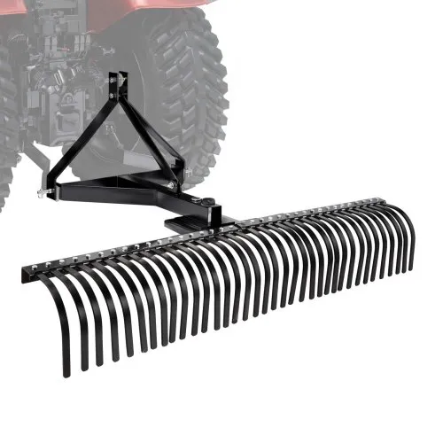 VEVOR Vertikutierer, 1830 mm Arbeitsbreite, Rasentraktor Rechen mit 36 robusten Stahlzinken, Traktor-kompatibler Dreipunkt-Gartenrechen, Rasenlüfter ideal für Bodenbearbeitung & Rasenpflege