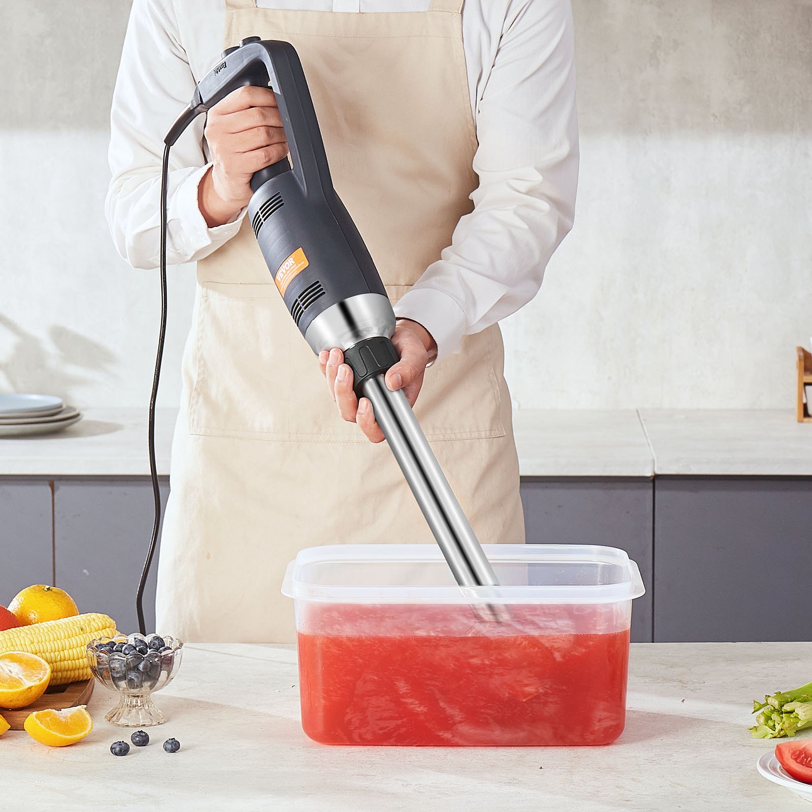 VEVOR Kommerzieller Stabmixer, 350 W Hochleistungs-Handmixer, 20 Zoll stufenloser Mixer mit variabler Geschwindigkeit und Edelstahlklinge, tragbarer Mehrzweckmixer für Suppen, Saucen, Kartoffelpüree, Sahne