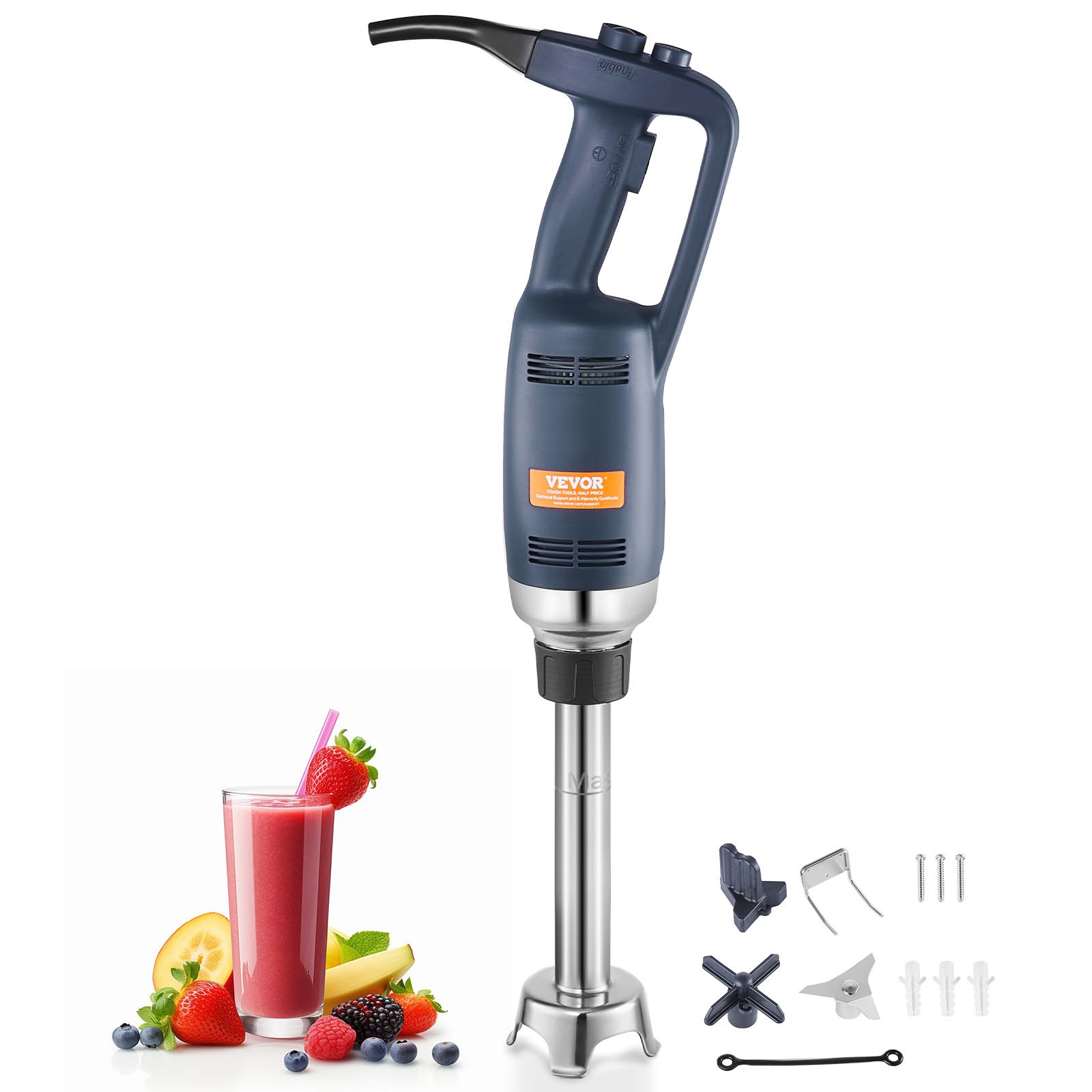 VEVOR kommerzieller Stabmixer Handmixer 350 W, 254 mm stufenloser Stabmixer mit variabler Drehzahlen und Edelstahlklinge, tragbarer Mehrzweckmixer für Suppen, Saucen, Kartoffelpüree, Sahne