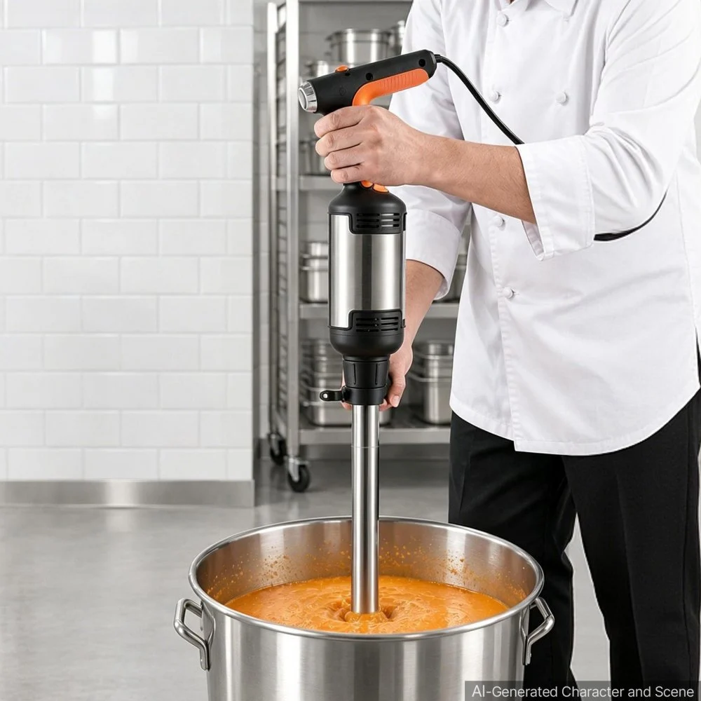 VEVOR Commercial Immersion Blender, 750W, 53 cm, Heavy-Duty Hand Mixer for Restaurant, Handheld Stick for Soups & Sauces, Pure-Copper Motor, Variable Speed, Stainless Steel 3-Blade Head, Handle