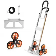 VEVOR Treppensackkarre Klappbar, Sackkarre 150 kg Tragkraft, Treppensteiger aus Aluminiumlegierung mit Teleskopgriff, 6 Rädern & 2 Spanngurten, Stapelkarre für Haushalt, Einkauf & Lager