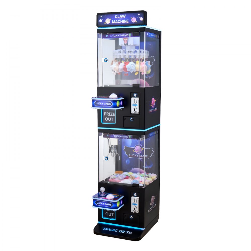VEVOR Greifautomat, mittelgroß, Arcade-Spielautomat mit Greifer & Doppelschicht, Licht & Ton, Spielzeug-Süßigkeitengreifer, Preisspender, für kommerzielles Heimkino, Schwarz-Lila