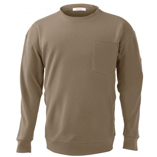 VEVOR flammhemmendes Langarmshirt, leichte, atmungsaktive Baumwolle (7 oz), feuerhemmende Arbeitskleidung für Herren mit Vorschrumpfbehandlung und Tasche, für Schweißer, Elektriker, hellbraun L