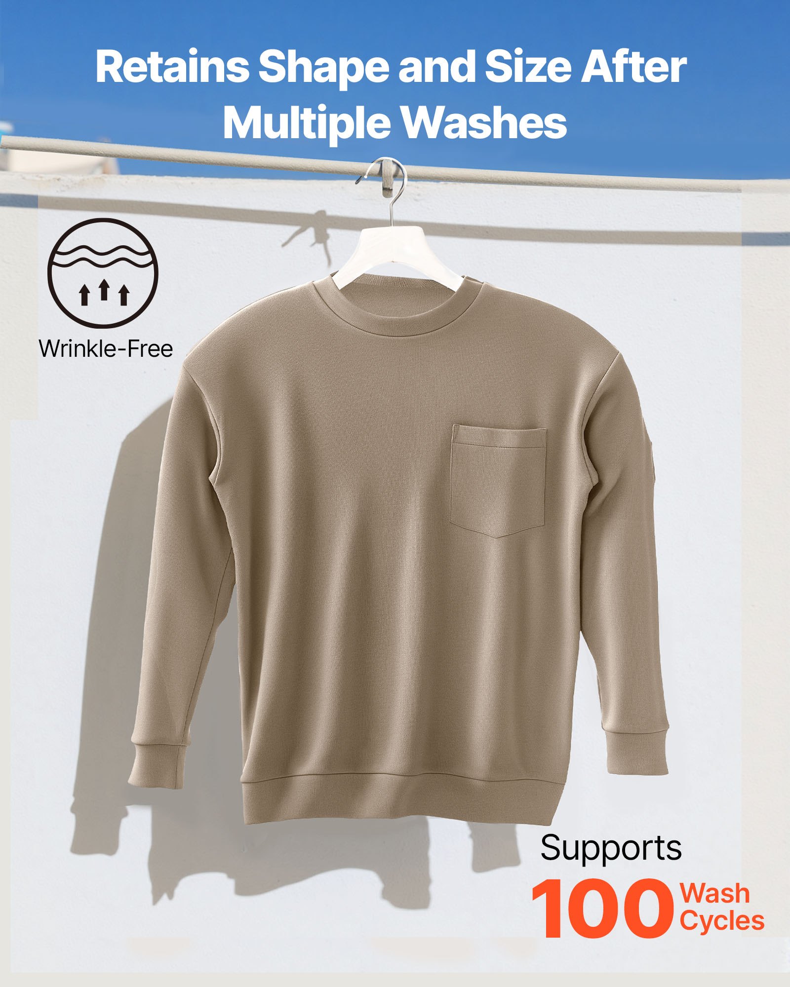 VEVOR flammhemmendes Langarmshirt, atmungsaktive Baumwolle (7 oz), feuerhemmende Arbeitskleidung für Herren mit Vorschrumpfbehandlung und Tasche, für Schweißer, Elektriker, Hellbraun XL