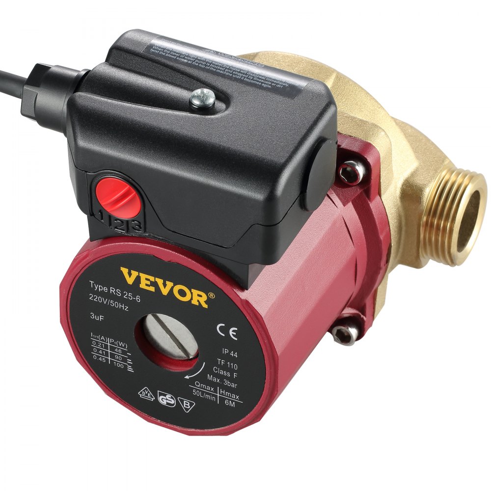 VEVOR Warmwasserzirkulationspumpe 50 L/min, Wasserumwälzpumpe 220 V 90 W, Wasserpumpe 0,8 A, Wasserkreislaufpumpe, Ideal für Elektronische Haushaltsdusche Waschmaschine