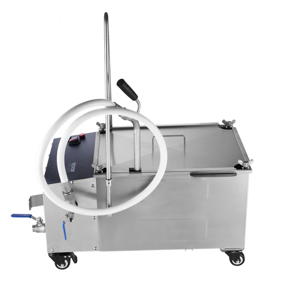VEVOR Mobiler Fritteusenfilter, 38 L Öltankkapazität, Ölfiltrationssystem mit 10 L/min Ölfiltrationsgeschwindigkeit, Rollbares Frittierölfiltersystem mit Schwenkrädern, Ölschlauch für Restaurant