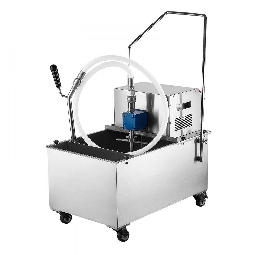 VEVOR Commercial Mobile Fryer Filter Machine, 55L /14.5Gal Filter Truck Cart, 250W Deep Frying Oil Filtration System, Stainless Steel, 12 L/min Filtering Speed, for Restaurant, Kitchen, Burger Shop