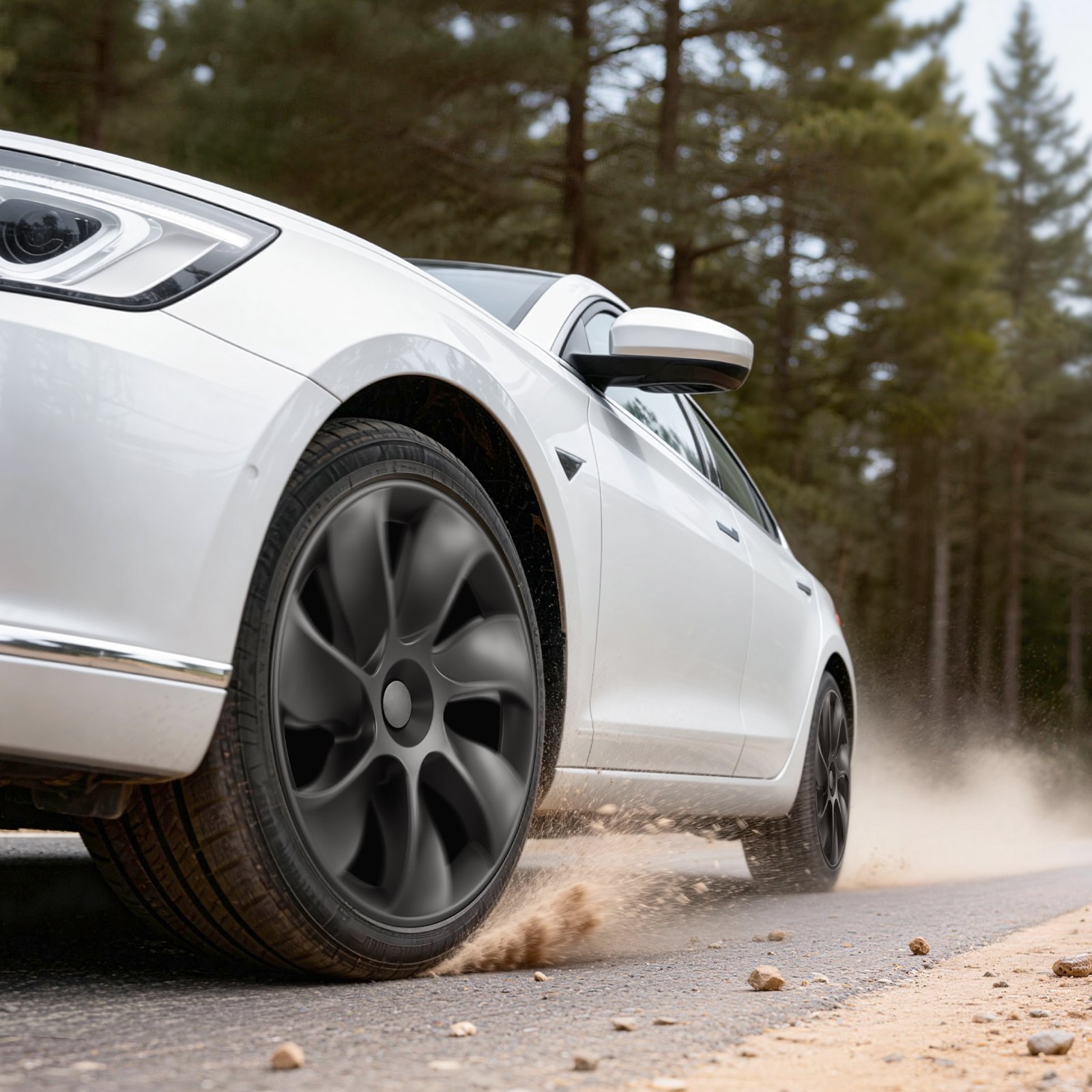 VEVOR 4x Radkappen für Tesla Model Y 21-24, 19 Zoll Radzierblenden aus ABS Kunststoff, Radblenden 4er Set mit 7 Speichen & Snap-On-Montage Design, R19 Radabdeckungen für Deko & Daubschutz, Mattschwarz