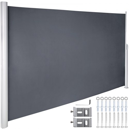 VEVOR Terrassen Windschutz Rollo 160 x 300 cm grau Seitenmarkise ausziehbar für den privaten oder gewerblichen Gebrauch